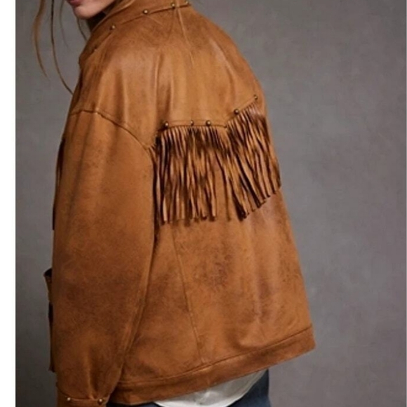 Free People We The Free Knox Vegan Fringe Leather Jacket - Picture 8 of 16